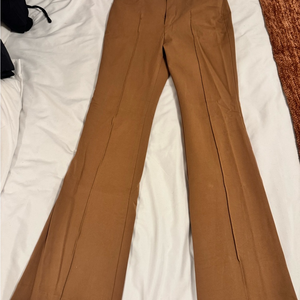 Anne Taylor Loft Tan Flared Pants